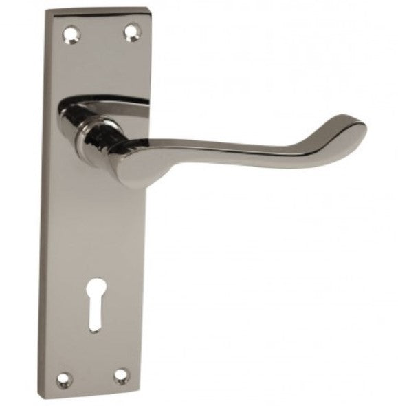 Premium Victorian Scroll Door Handle - Lock (Chrome Plated)