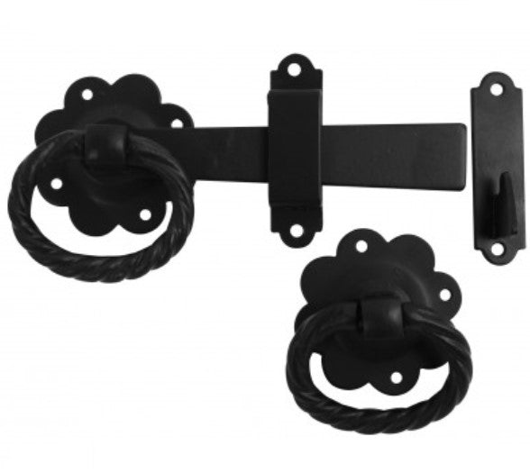 Twisted Ring Gate Latch - 150mm (Epoxy Black Plated)